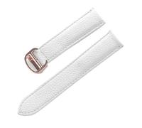 HYUOIND Correa Correa de reloj de cuero suave con patrón de lichi compatible con la correa for hombres y mujeres Cartier SOLO London(White rose buckle,22mm)