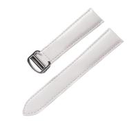 HYUOIND Correa de cuero compatible con Cartier Solo Strap Correa de cuero suave Cierre plegable de cuero London Accesorios(WHITE,16mm)