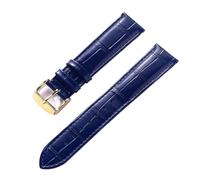 HYUOIND Correa de cuero for hombre y mujer, Compatible con Cartier London Solo Key, cierre plegable, accesorios de correa de reloj de cuero de 17/18/20/22MM(Dark blue gold,22)