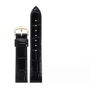 HYUOIND Correa de cuero tallas pequeñas y grandes Compatible con reloj Cartier Santos Dumont, correa de cuero con patrón de cocodrilo de liberación rápida for mujer(Black Buckle 2,18.5mm)