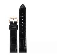 HYUOIND Correa de cuero tallas pequeñas y grandes Compatible con reloj Cartier Santos Dumont, correa de cuero con patrón de cocodrilo de liberación rápida for mujer(Black Buckle 3,18.5mm)