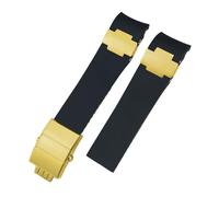 HYUOIND Correa de reloj de caucho natural de 22 mm compatible con Ulysse Nardin Diver, correa de silicona negra y azul, hebilla plegable de oro rosa y plata.(BLACK WHITE)