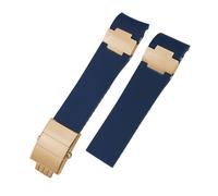 HYUOIND Correa de reloj de caucho natural de 22 mm compatible con Ulysse Nardin Diver, correa de silicona negra y azul, hebilla plegable de oro rosa y plata.(Black Green)