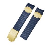 HYUOIND Correa de reloj de caucho natural de 22 mm compatible con Ulysse Nardin Diver, correa de silicona negra y azul, hebilla plegable de oro rosa y plata.(Celestial Teal)