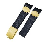 HYUOIND Correa de reloj de caucho natural de 22 mm compatible con Ulysse Nardin Diver, correa de silicona negra y azul, hebilla plegable de oro rosa y plata.(Antique Black)