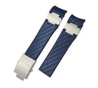 HYUOIND Correa de reloj de caucho natural de 22 mm compatible con Ulysse Nardin Diver, correa de silicona negra y azul, hebilla plegable de oro rosa y plata.(Blue Light Blue)