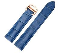 HYUOIND Correa de reloj de cuero 16 mm 18 mm 20 mm 22 mm Compatible con Cartier Solo for hombres y mujeres Reemplazar correas de reloj(Blue-gold,22mm)