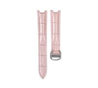 HYUOIND Correa de Reloj de Cuero Compatible con la Serie Cartier Pasha, Correa cóncava Especial for Hombre y Mujer.(Pink,16mm)