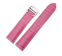 HYUOIND Correa de reloj de cuero Compatible con pulsera de moda Cartier Solo for hombre y mujer, correas de repuesto de 14mm, 16mm, 18mm, 20mm y 22mm(Rose red-silver,22mm)