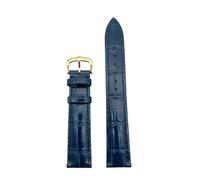 HYUOIND Correa de reloj de cuero y piel de vacuno, compatible con correas Cartier/Must/Round/Santos, transpirable y suave.(Blue golden,17mm)