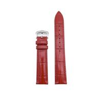 HYUOIND Correa de reloj de cuero y piel de vacuno, compatible con correas Cartier/Must/Round/Santos, transpirable y suave.(Red silver,19mm)