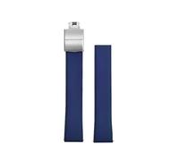 HYUOIND Correa de reloj de goma CTS FKM, diseño convexo, 19mm, 20mm, 21mm, 22mm, correas de reloj CTS, hebilla de mariposa de liberación rápida cortada a medida(Blue Silver Buckle,20mm)