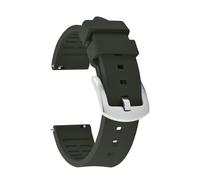 HYUOIND Correa de reloj de goma FKM de 18/19/20/21/22/23/24 mm Correa de liberación rápida for deportes de buceo Pulsera de goma compatible con Tissot/OmegaWatch Band(Green-Silver Buckle,24mm)