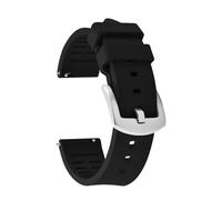 HYUOIND Correa de reloj de goma FKM de 18/19/20/21/22/23/24 mm Correa de liberación rápida for deportes de buceo Pulsera de goma compatible con Tissot/OmegaWatch Band(Black-Silver Buckle,20mm)