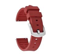 HYUOIND Correa de reloj de goma FKM de 18/19/20/21/22/23/24 mm Correa de liberación rápida for deportes de buceo Pulsera de goma compatible con Tissot/OmegaWatch Band(Red-Silver Buckle,18mm)