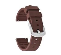 HYUOIND Correa de reloj de goma FKM de 18/19/20/21/22/23/24 mm Correa de liberación rápida for deportes de buceo Pulsera de goma compatible con Tissot/OmegaWatch Band(Brown-Silver Buckle,18mm)