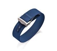 HYUOIND Correa de reloj de nailon acanalado, correa de reloj deportivo de goma FKM con hebilla plegable de 18mm, 20mm y 22mm, Compatible con pulsera Omega/Tudor for hombre(Blue-Silver Buckle,18mm)