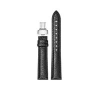 HYUOIND Correa de reloj de piel de vaca con patrón de Litchi, correa de cuero con interfaz plana Compatible con correa de reloj Cartier(Black,18mm)