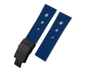 HYUOIND Correa de reloj de silicona de caucho natural de 20mm, 21mm, 22mm, 23mm y 24mm, Compatible con Breitling Superocean Avenger Heritage, correa de reloj(Blue-Black Style 2,22mm)