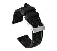 HYUOIND Correa de reloj de silicona transpirable de 18/20/22mm pulsera de liberación rápida banda deportiva Rubebr Compatible con cinturón Omega Samsung(Black Green-Silver,20mm)