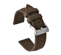 HYUOIND Correa de reloj de silicona transpirable de 18/20/22mm pulsera de liberación rápida banda deportiva Rubebr Compatible con cinturón Omega Samsung(All Brown-Silver,22mm)