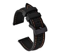 HYUOIND Correa de reloj de silicona transpirable de 18/20/22mm pulsera de liberación rápida banda deportiva Rubebr Compatible con cinturón Omega Samsung(Black Orange-Black,20mm)