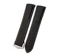 HYUOIND Correa de Reloj de Silicona y Caucho de 19 mm, 20 mm, 21 mm y 22 mm Compatible con Omega AT150 Seamaster 300 De Ville Planet Ocean con Hebilla Puntiaguda.(Black Orange,22mm Black Buckle)