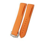 HYUOIND Correa de Reloj de Silicona y Caucho de 19 mm, 20 mm, 21 mm y 22 mm Compatible con Omega AT150 Seamaster 300 De Ville Planet Ocean con Hebilla Puntiaguda.(Orange Orange,22mm Gold Buckle)