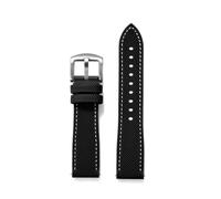 HYUOIND Correa de reloj híbrida FKM de 18mm, 20mm, 22mm y 24mm, correa de reloj de goma fluorada, correas suaves FPM, liberación rápida Compatible con cada reloj(Black white 1,20mm)