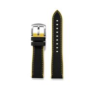 HYUOIND Correa de reloj híbrida FKM de 18mm, 20mm, 22mm y 24mm, correa de reloj de goma fluorada, correas suaves FPM, liberación rápida Compatible con cada reloj(Black Yellow 1,22mm)