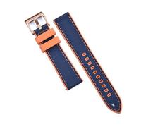 HYUOIND Correa de reloj híbrida FKM de diseño, correas de nailon de lona de caucho fluorado de 20mm y 22mm, de liberación rápida, Compatible con cada reloj de buceo(Orange-Blue 4,20mm)