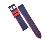 HYUOIND Correa de reloj híbrida FKM de diseño, correas de nailon de lona de caucho fluorado de 20mm y 22mm, de liberación rápida, Compatible con cada reloj de buceo(Red-Blue 2,20mm)