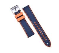 HYUOIND Correa de reloj híbrida FKM de diseño, correas de nailon de lona de caucho fluorado de 20mm y 22mm, de liberación rápida, Compatible con cada reloj de buceo(Orange-Blue 1,22mm)
