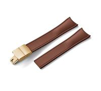 HYUOIND Diseño Extremo curvado CTS FKM Correa de reloj de goma 20 mm 22 mm Hebilla de mariposa de liberación rápida Correa deportiva ajustable Compatible con hombres y mujeres(Brown-Gold,20mm)