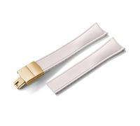 HYUOIND Diseño Extremo curvado CTS FKM Correa de reloj de goma 20 mm 22 mm Hebilla de mariposa de liberación rápida Correa deportiva ajustable Compatible con hombres y mujeres(White-Gold,20mm)