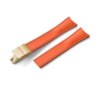 HYUOIND Diseño Extremo curvado CTS FKM Correa de reloj de goma 20 mm 22 mm Hebilla de mariposa de liberación rápida Correa deportiva ajustable Compatible con hombres y mujeres(Orange-Gold Buckle,20mm)