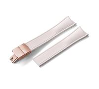 HYUOIND Diseño Extremo curvado CTS FKM Correa de reloj de goma 20 mm 22 mm Hebilla de mariposa de liberación rápida Correa deportiva ajustable Compatible con hombres y mujeres(White-Rose Gold,20mm)
