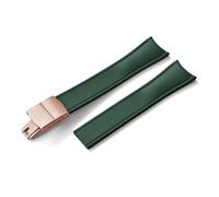 HYUOIND Diseño Extremo curvado CTS FKM Correa de reloj de goma 20 mm 22 mm Hebilla de mariposa de liberación rápida Correa deportiva ajustable Compatible con hombres y mujeres(Green-Rose Gold,22mm)