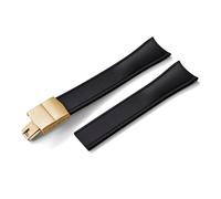 HYUOIND Diseño Extremo curvado CTS FKM Correa de reloj de goma 20 mm 22 mm Hebilla de mariposa de liberación rápida Correa deportiva ajustable Compatible con hombres y mujeres(Black-Gold Buckle,20mm)