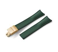 HYUOIND Diseño Extremo curvado CTS FKM Correa de reloj de goma 20 mm 22 mm Hebilla de mariposa de liberación rápida Correa deportiva ajustable Compatible con hombres y mujeres(Green-Gold,22mm)