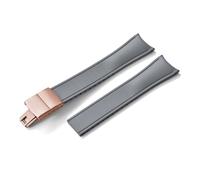 HYUOIND Diseño Extremo curvado CTS FKM Correa de reloj de goma 20 mm 22 mm Hebilla de mariposa de liberación rápida Correa deportiva ajustable Compatible con hombres y mujeres(Grey-Rose Gold,20mm)