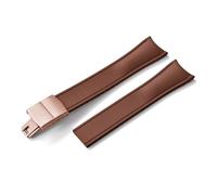 HYUOIND Diseño Extremo curvado CTS FKM Correa de reloj de goma 20 mm 22 mm Hebilla de mariposa de liberación rápida Correa deportiva ajustable Compatible con hombres y mujeres(Brown-Rose Gold,20mm)