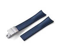 HYUOIND Diseño Extremo curvado CTS FKM Correa de reloj de goma 20 mm 22 mm Hebilla de mariposa de liberación rápida Correa deportiva ajustable Compatible con hombres y mujeres(Blue-Silver Buckle,20mm)