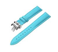 HYUOIND Diseño FKM Correa de Lona de Goma 18/19/20/22 mm Correa de Reloj de Cuero de liberación rápida Correa Universal con Hebilla de Mariposa Compatible con Omega(Sky Blue-Butterfly,22mm)