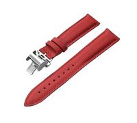 HYUOIND FKM Correa de Reloj de Cuero de Goma 18/19/20/22 mm Correa de Cuero de Lona de liberación rápida Correa con Hebilla de Mariposa Compatible con Omega Cartier(Red-Butterfly Casp,22mm)