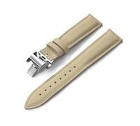 HYUOIND FKM Correa de Reloj de Goma Correa de Cuero de liberación rápida de 18/19/20/22 mm Compatible con Correa de Reloj Omega Longines Pulsera con Hebilla de Mariposa(Khaki-Butterfly B,19mm)