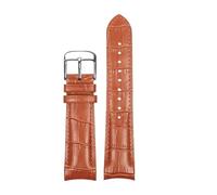 HYUOIND Pulsera con extremo curvo en arco. Correa de piel de vacuno. Compatible con Citizen. Compatible con Tissot. Compatible con Omega. Correa universal.(02 brown D silver,20mm)