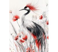 Hyupuanj 5D Grulla coronada roja Diamond Painting, 40x50cm d-155