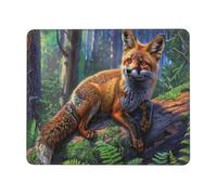 Hyupuanj Alfombrilla de Ratón para Juegos Bordes Cosidos, Fox Forest Alfombrilla Ratón Pequeña 180 x 220 mm con Base de Goma Natural Antideslizante para Jugadores/Escritorio/Oficina/Hogar q-327