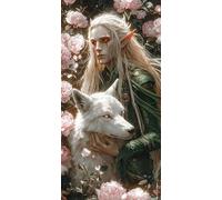 Hyupuanj Pintar por Numeros Adultos Príncipe elfo y flores, Cuadros para Pintar por Numeros, Kit de Pintura al Oleo de Lienzo DIY, Pigmento Acrílico, Decor para el Hogar 80x160cm Sin Marco z-408
